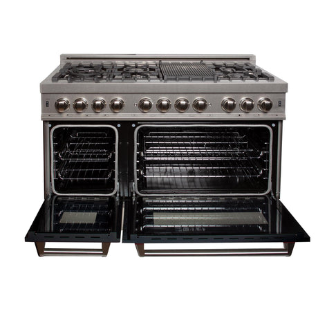 ZLINE 48 in. DuraSnow Stainless Steel 6.0 cu.ft. 7 Gas Burner/Electric Oven Range with Color Door Options (RAS-SN-48) [Color: Black Matte]