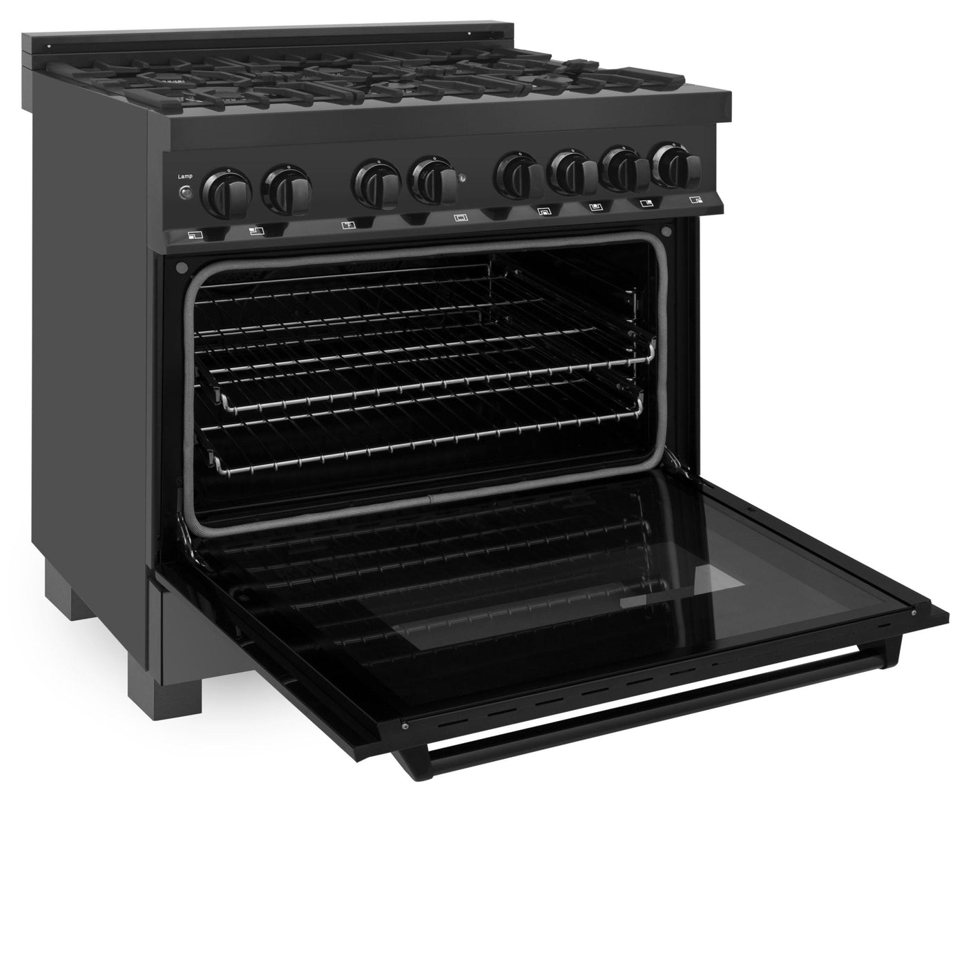 ZLINE 36 in. Black Stainless 4.6 cu.ft. 6 Gas Burner/Electric Oven Range (RAB-36)