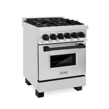 ZLINE Autograph Edition 24 in. 2.8 cu. ft. Dual Fuel Range with Gas Stove and Electric Oven in Stainless Steel with Accents (RAZ-24) [Color: Matte Black Accents]