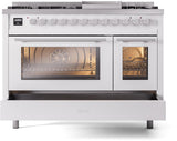 Professional Plus II 48 Inch Dual Fuel Natural Gas Freestanding Range in White with Trim