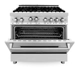 ZLINE 36" Professional 4.6 cu. ft. 6 Gas on Gas Range in Stainless Steel with Color Door Options (RG36) [Color: Stainless Steel]