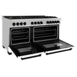 ZLINE Autograph Edition 60 in. 7.4 cu. ft. Dual Fuel Range with Gas Stove and Electric Oven in DuraSnow Stainless Steel with White Matte Door and Accents (RASZ-WM-60) [Color: Matte Black Accents]