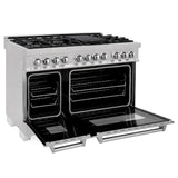 ZLINE 48 in. DuraSnow Stainless Steel 6.0 cu.ft. 7 Gas Burner/Electric Oven Range with Color Door Options (RAS-SN-48) [Color: DuraSnow Stainless Steel]