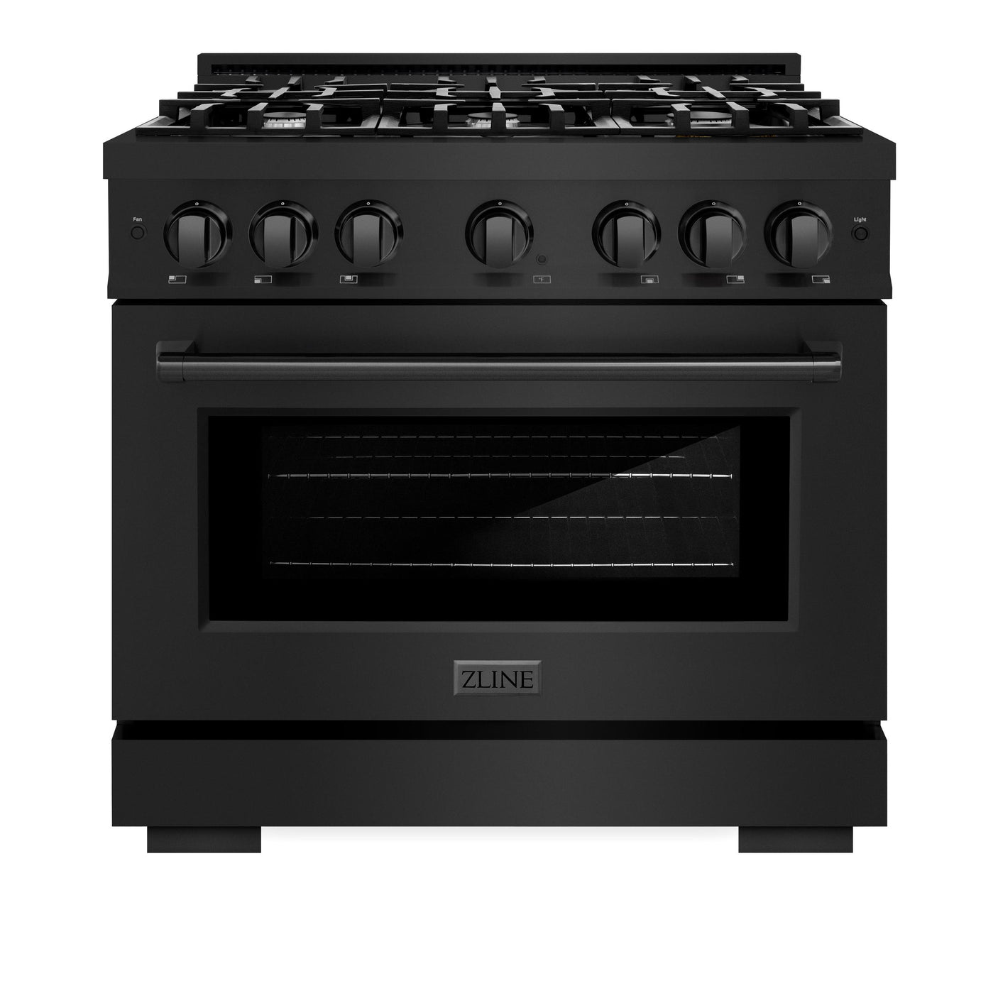 ZLINE 36 in. 5.2 cu. ft. Select Gas Range with 6 Burner Cooktop and Convection Gas Oven in Black Stainless Steel (HGRB-36)