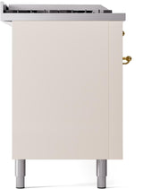 Nostalgie II 60 Inch Dual Fuel Natural Gas Freestanding Range in Antique White with Brass Trim