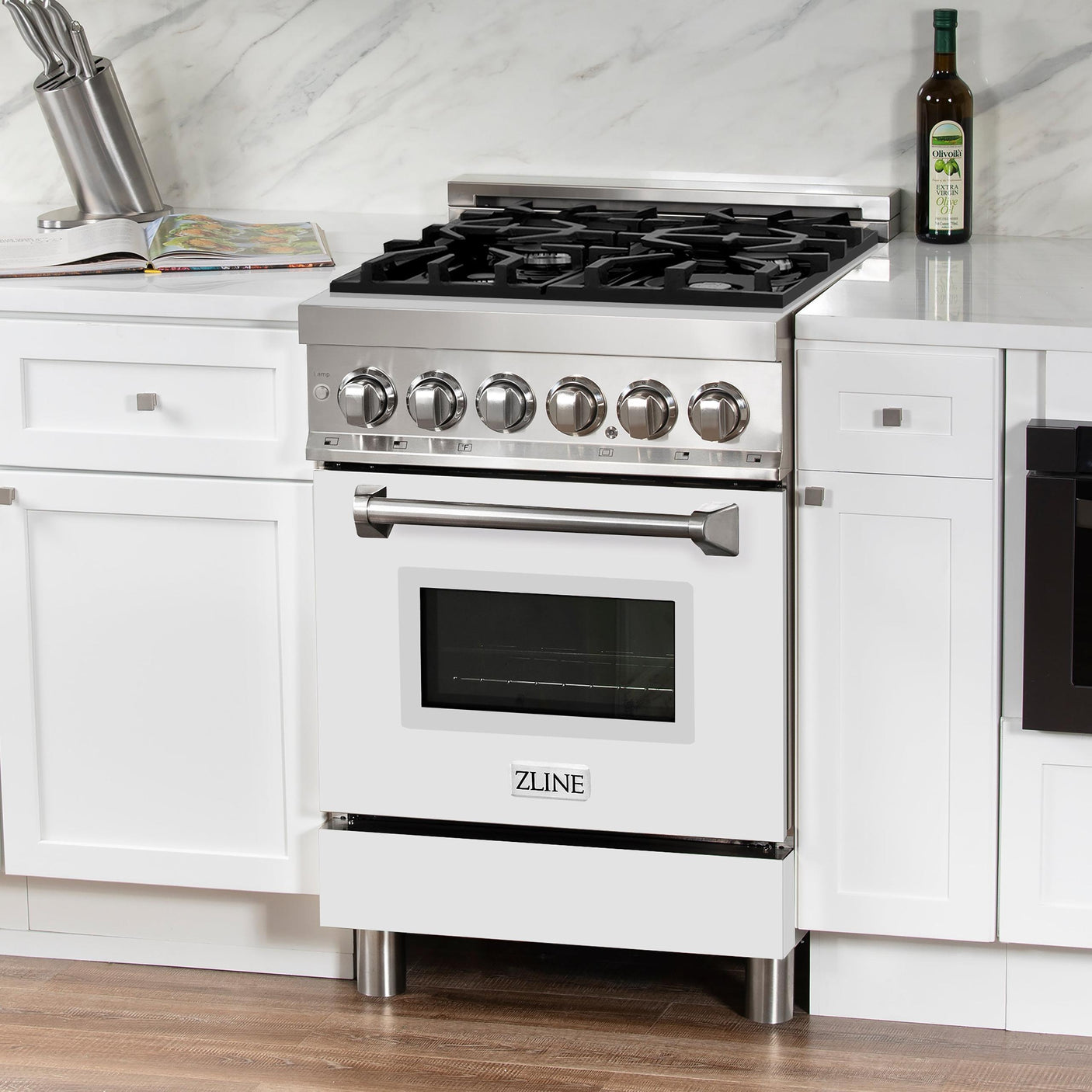 ZLINE 24 in. Professional Dual Fuel Range with Color Door Options (RA24) [Color: White Matte]