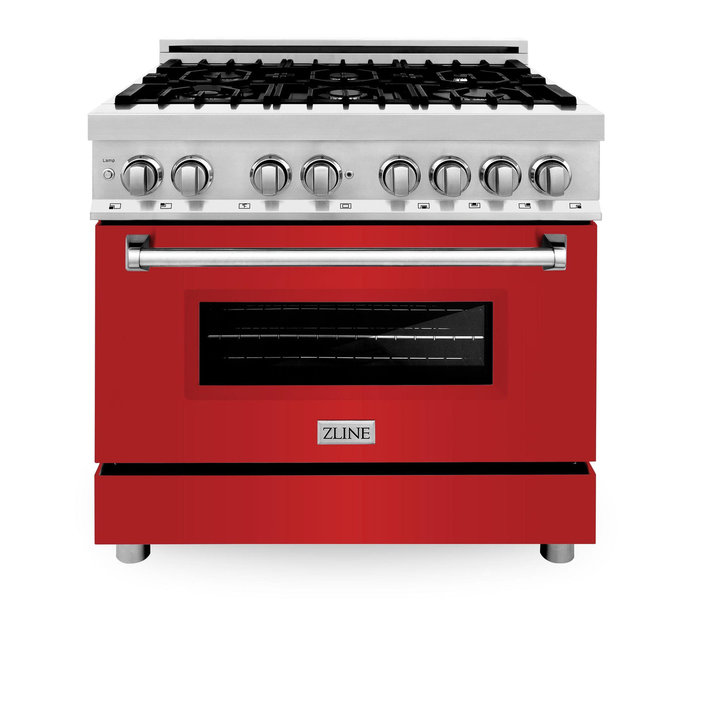 ZLINE 36 in. Dual Fuel Range with Gas Stove and Electric Oven in Stainless Steel (RA36) [Color: Red Matte]