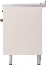 Nostalgie II 60 Inch Dual Fuel Natural Gas Freestanding Range in Antique White with Bronze Trim