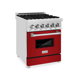 ZLINE 24 in. Professional Dual Fuel Range in DuraSnow Stainless Steel with Color Door Options (RAS-SN-24) [Color: Red Gloss]