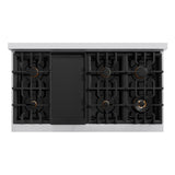 ZLINE Autograph Edition 48 in. 6.7 cu. ft. Classic Double Oven Dual Fuel Range with 8 Burner Gas Cooktop in Stainless Steel with White Matte Doors and Champagne Bronze Accents (CDRZ-WM-48-CB)