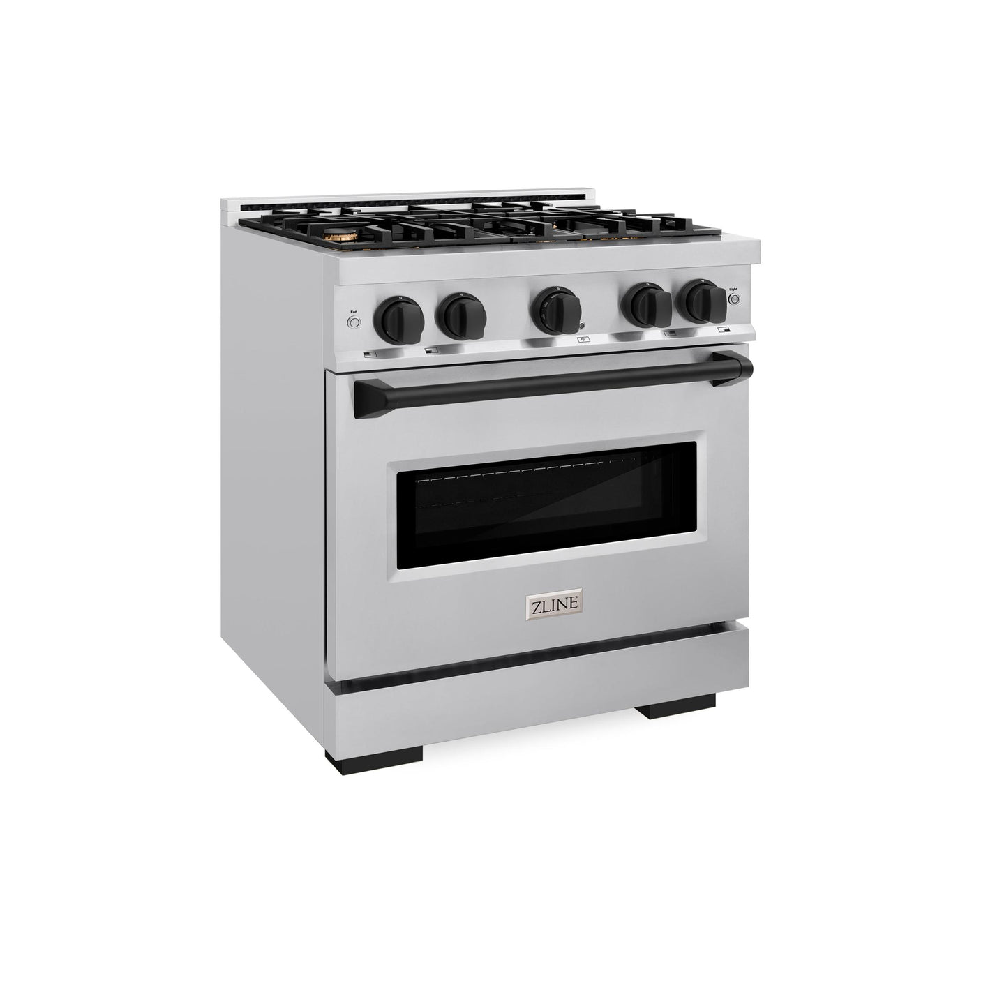 ZLINE Autograph Edition 30 in. 4.2 cu. ft. Classic Dual Fuel Range with 4 Burner Gas Cooktop and Electric Convection Oven in Stainless Steel with Matte Black Accents (CDRZ-30-MB)