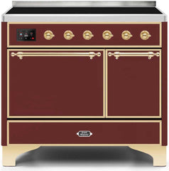 Majestic II 40 Inch Electric Freestanding Range in Burgundy with Brass Trim