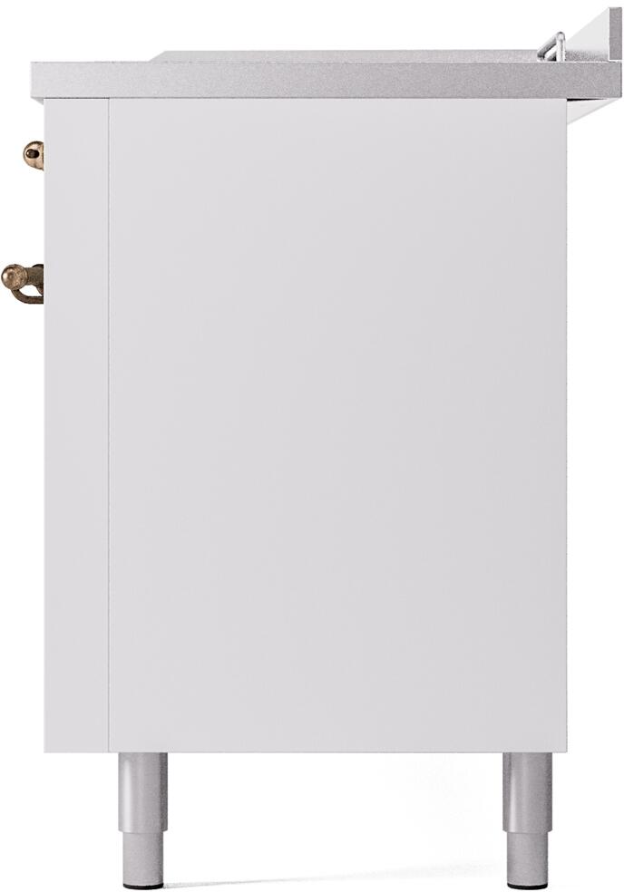 Nostalgie II 60 Inch Dual Fuel Liquid Propane Freestanding Range in White with Bronze Trim