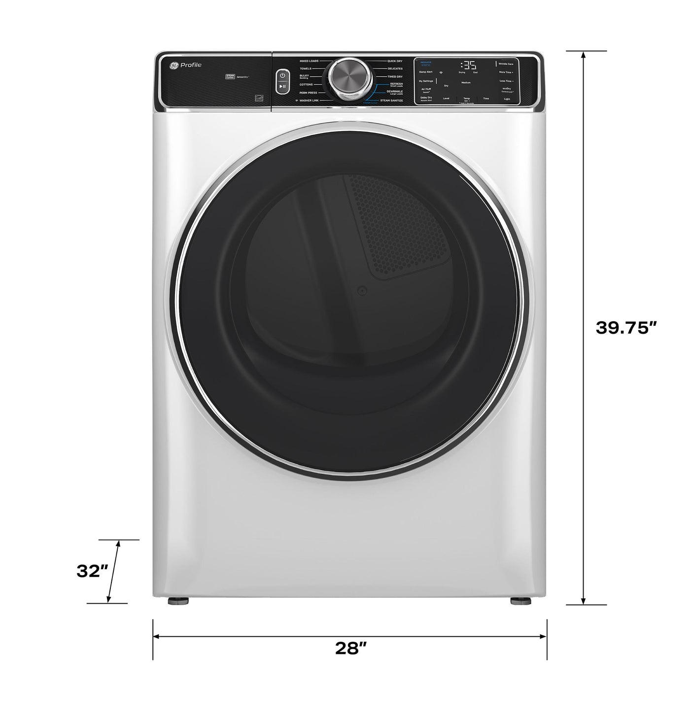 GE Profile™ 7.8 cu. ft. Capacity Smart Front Load Electric Dryer with Steam and Sanitize Cycle