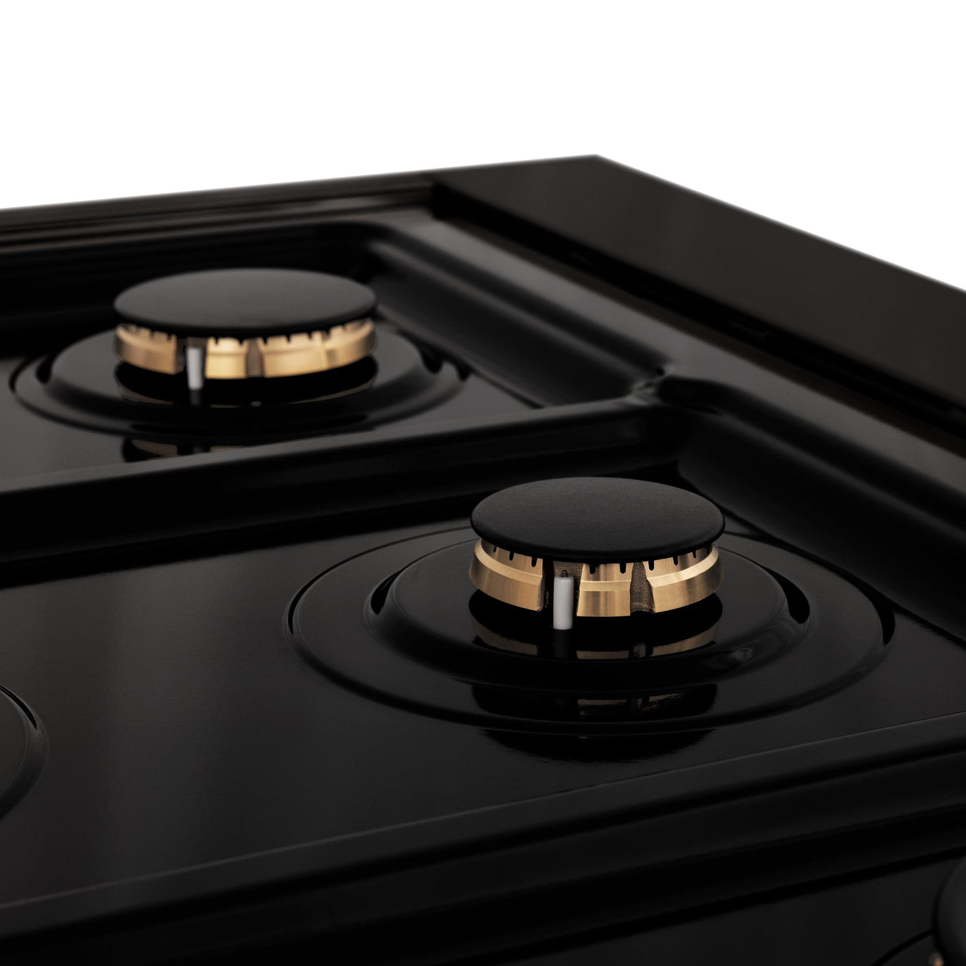 ZLINE 48" Porcelain Gas Stovetop in Black Stainless with 7 Gas Burners and Griddle (RTB-BR-48) [Color: Black Stainless Steel With Brass Burners]