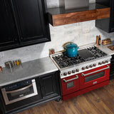 ZLINE 48 in. Dual Fuel Range with Gas Stove and Electric Oven in Stainless Steel (RA48) [Color: Red Gloss]