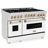 ZLINE Autograph Edition 48" 6.0 cu. ft. Range with Gas Stove and Gas Oven in DuraSnow Stainless Steel with White Matte Door (RGSZ-WM-48) [Color: Champagne Bronze]