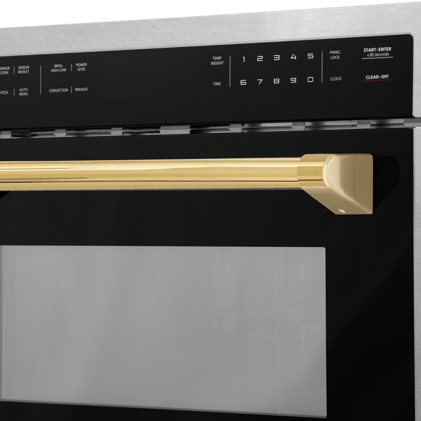 ZLINE Autograph Edition 24" 1.6 cu ft. Built-in Convection Microwave Oven in Fingerprint Resistant Stainless Steel with Polished Gold Accents (MWOZ-24-SS-G)