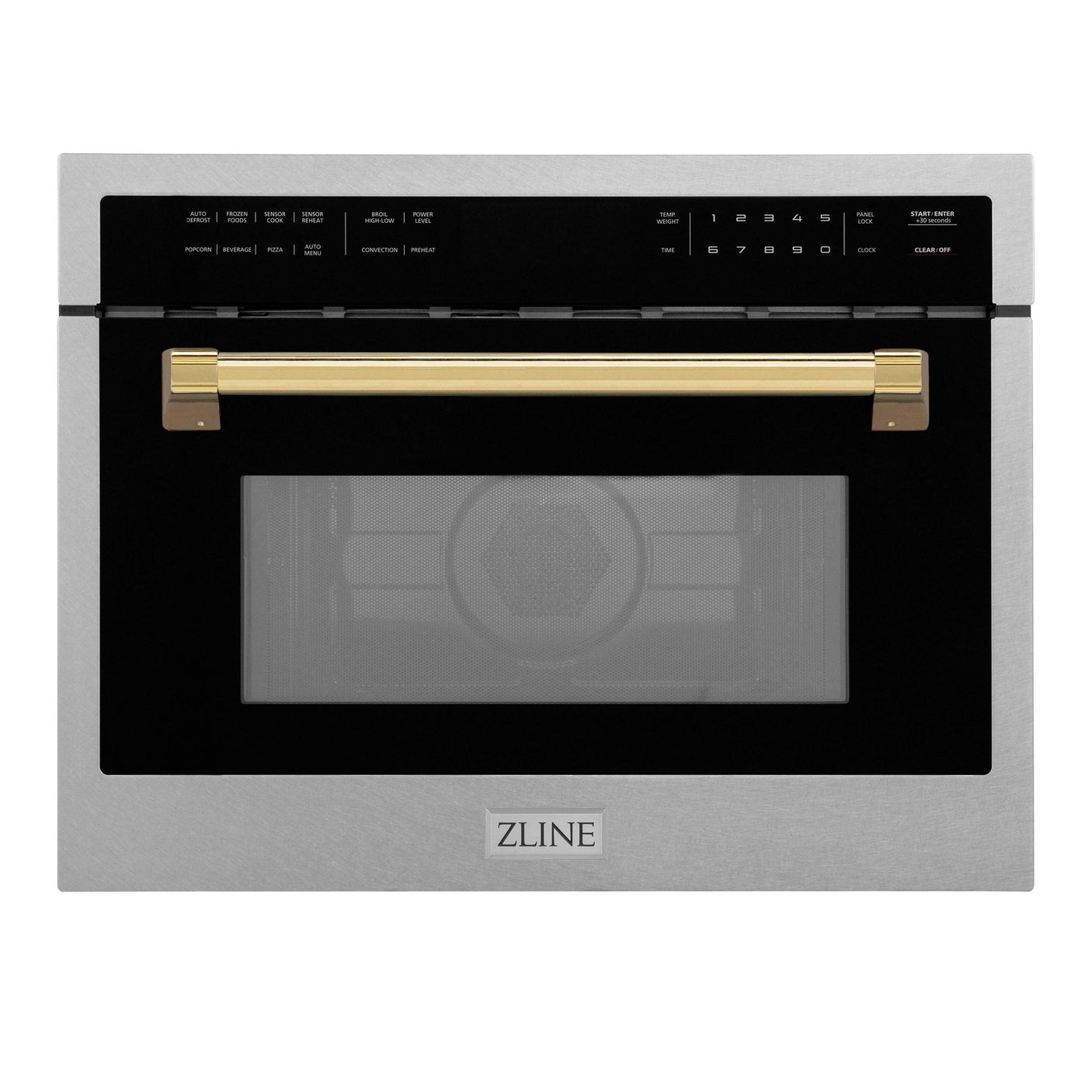 ZLINE Autograph Edition 24" 1.6 cu ft. Built-in Convection Microwave Oven in Fingerprint Resistant Stainless Steel with Polished Gold Accents (MWOZ-24-SS-G)