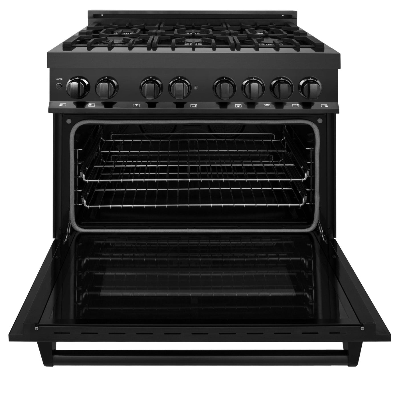 ZLINE 36 in. Black Stainless 4.6 cu.ft. 6 Gas Burner/Electric Oven Range (RAB-36)