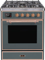 Majestic II 30 Inch Dual Fuel Liquid Propane Freestanding Range in Blue Grey with Copper Trim