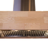 ZLINE Remote Blower Designer Series Wooden Island Mount Range Hood in Butcher Block (681iM-RD) [Size: 36 Inch, CFM: 700]