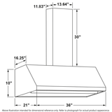 36" Designer Wall Mount Hood w/ Dimmable LED Lighting