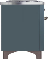 Majestic II 36 Inch Dual Fuel Liquid Propane Freestanding Range in Blue Grey with Bronze Trim