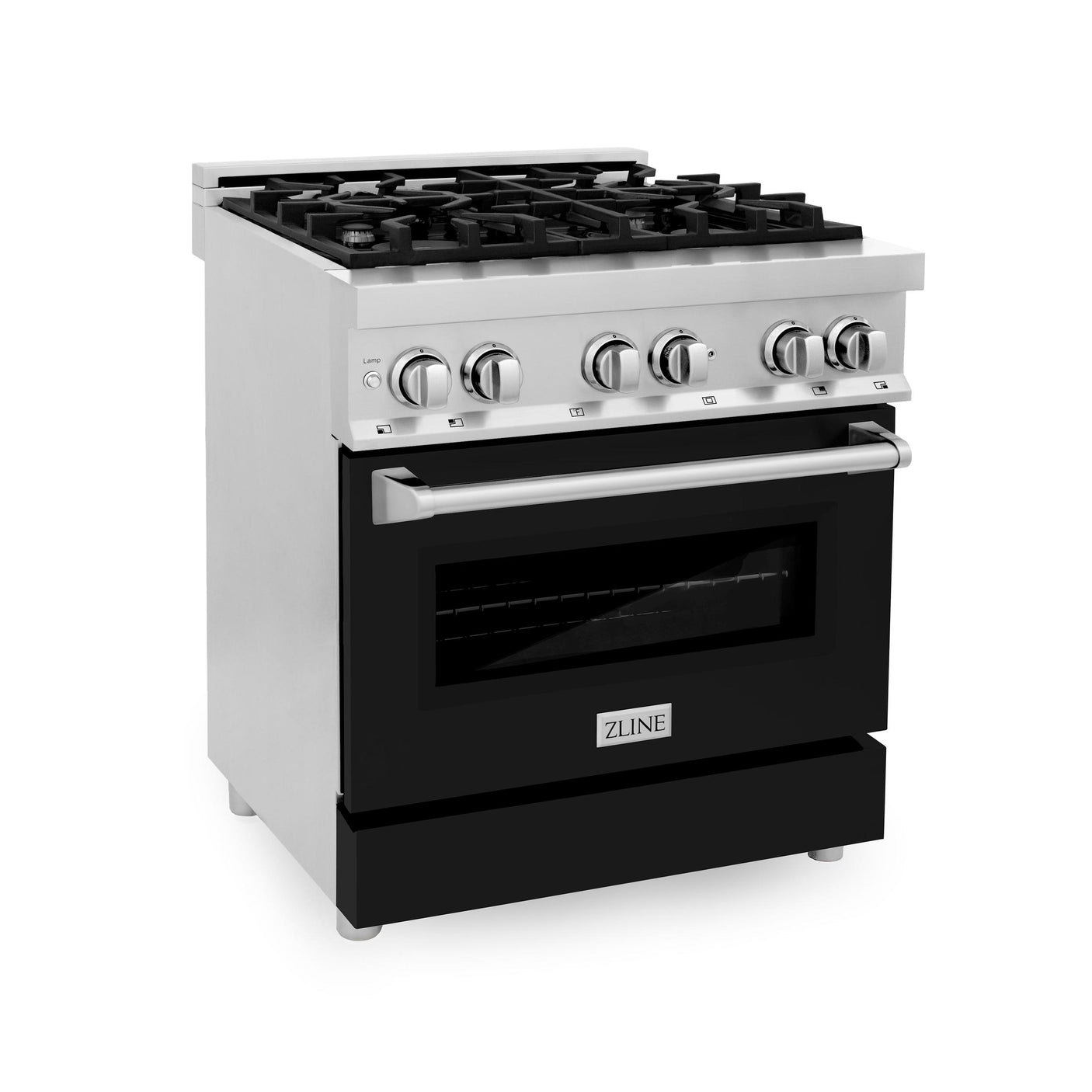 ZLINE 30 in. Dual Fuel Range with Gas Stove and Electric Oven in Stainless Steel (RA30) [Color: Black Matte]