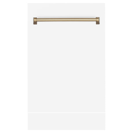 ZLINE 18 in. Autograph Edition Tallac Dishwasher Panel in White Matte with Champagne Bronze Handle (DPVZ-WM-18-CB)