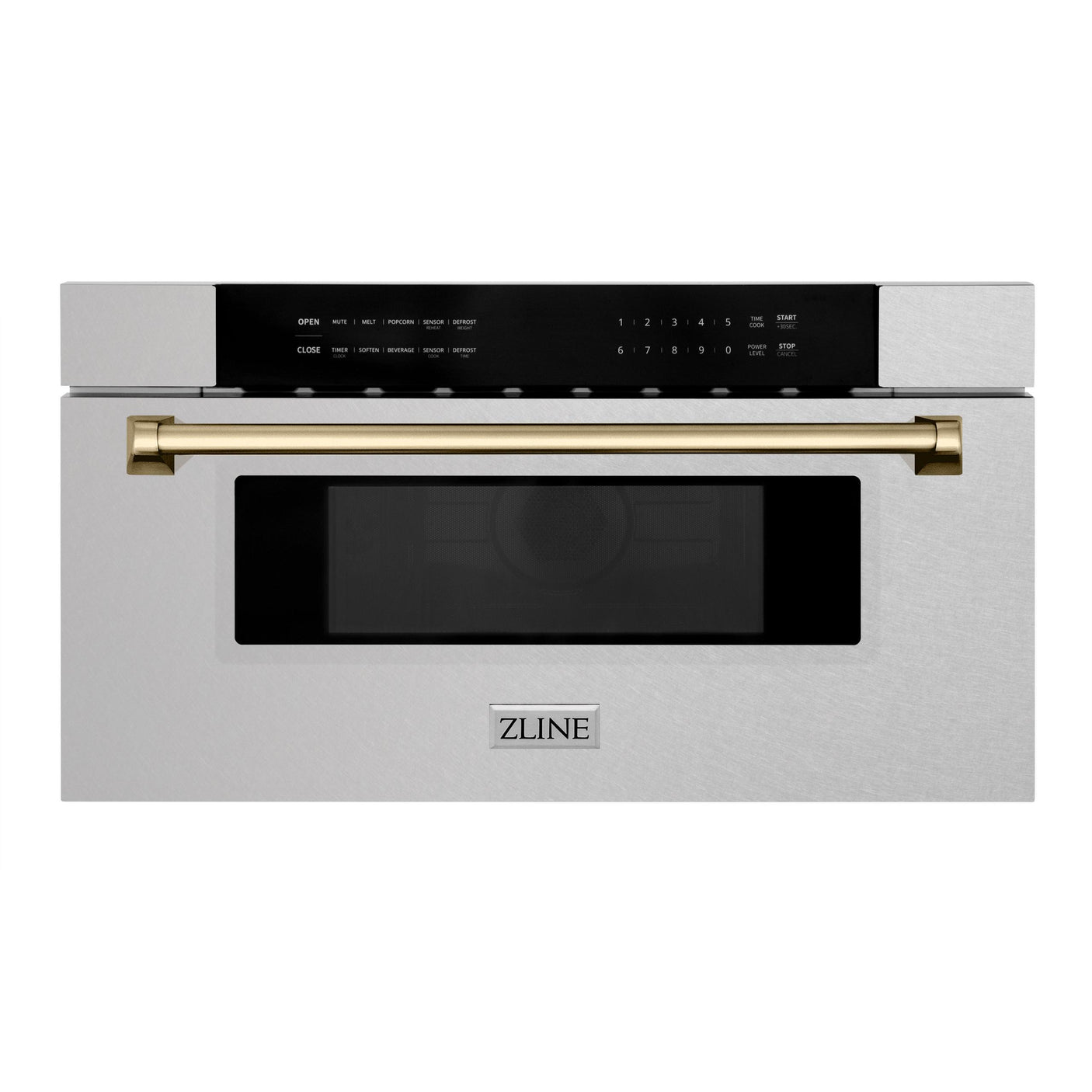 ZLINE Autograph Edition 30" 1.2 cu. ft. Built-In Microwave Drawer in DuraSnow Stainless Steel with Accents (MWDZ-30-SS) [Color: Champagne Bronze]