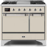 Majestic II 40 Inch Dual Fuel Natural Gas Freestanding Range in Antique White with Chrome Trim