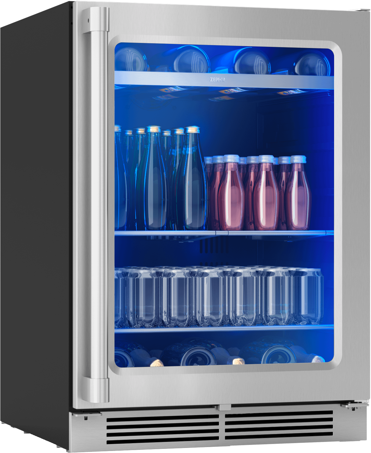 Presrv Pro Beverage Cooler, 24in Under Cabinet, SS+Glass, Reverse Door, 1 Zone