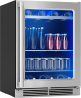 Presrv Pro Beverage Cooler, 24in Under Cabinet, SS+Glass, Reverse Door, 1 Zone