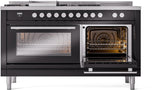 Professional Plus II 60 Inch Dual Fuel Natural Gas Freestanding Range in Glossy Black with Trim