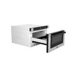 ZLINE Autograph Edition 24" 1.2 cu. ft. Built-in Microwave Drawer with Traditional Handle in DuraSnow and Matte Black (MWDZ-1-SS-H-MB)