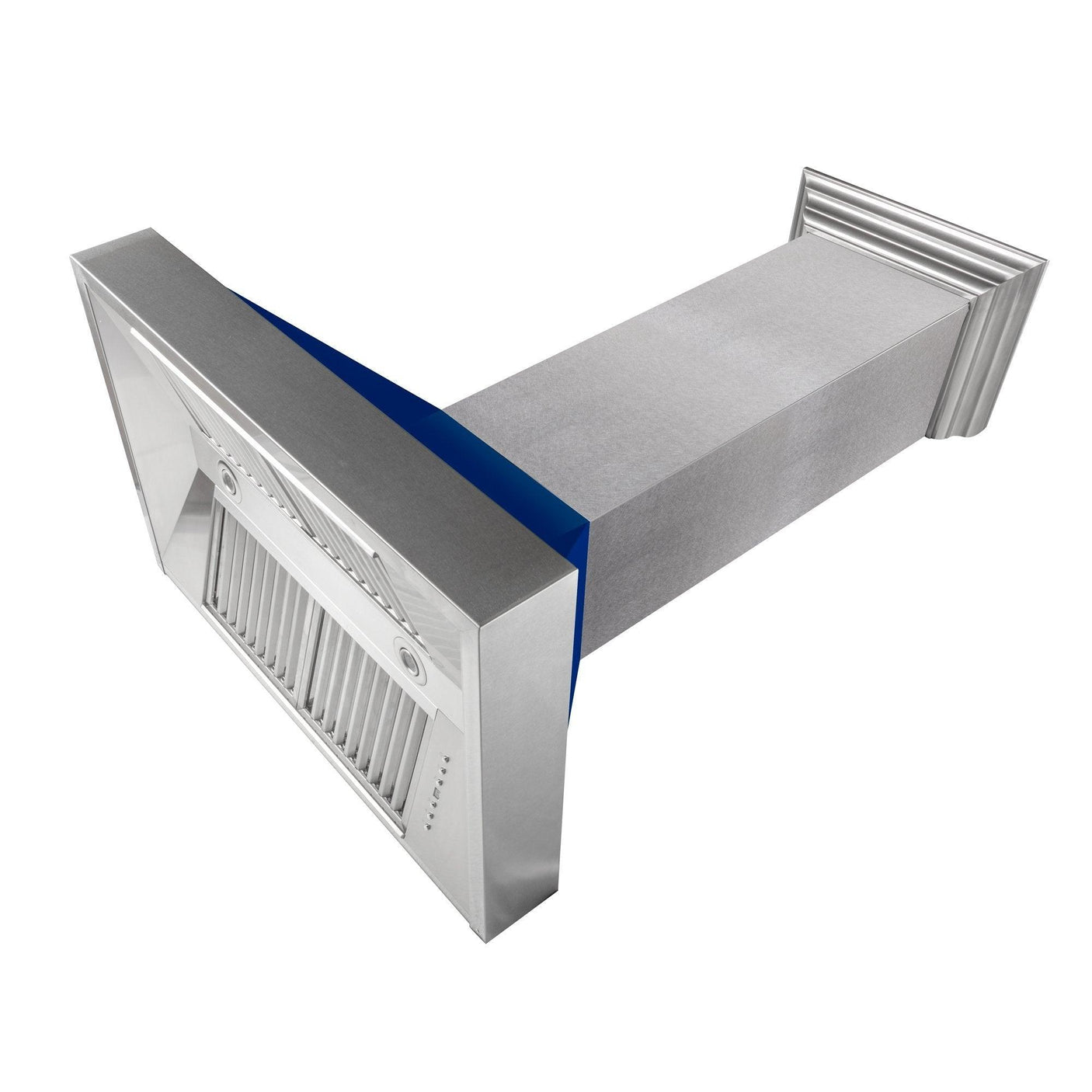 ZLINE Ducted DuraSnow Stainless Steel Range Hood with Blue Gloss Shell (8654BG)