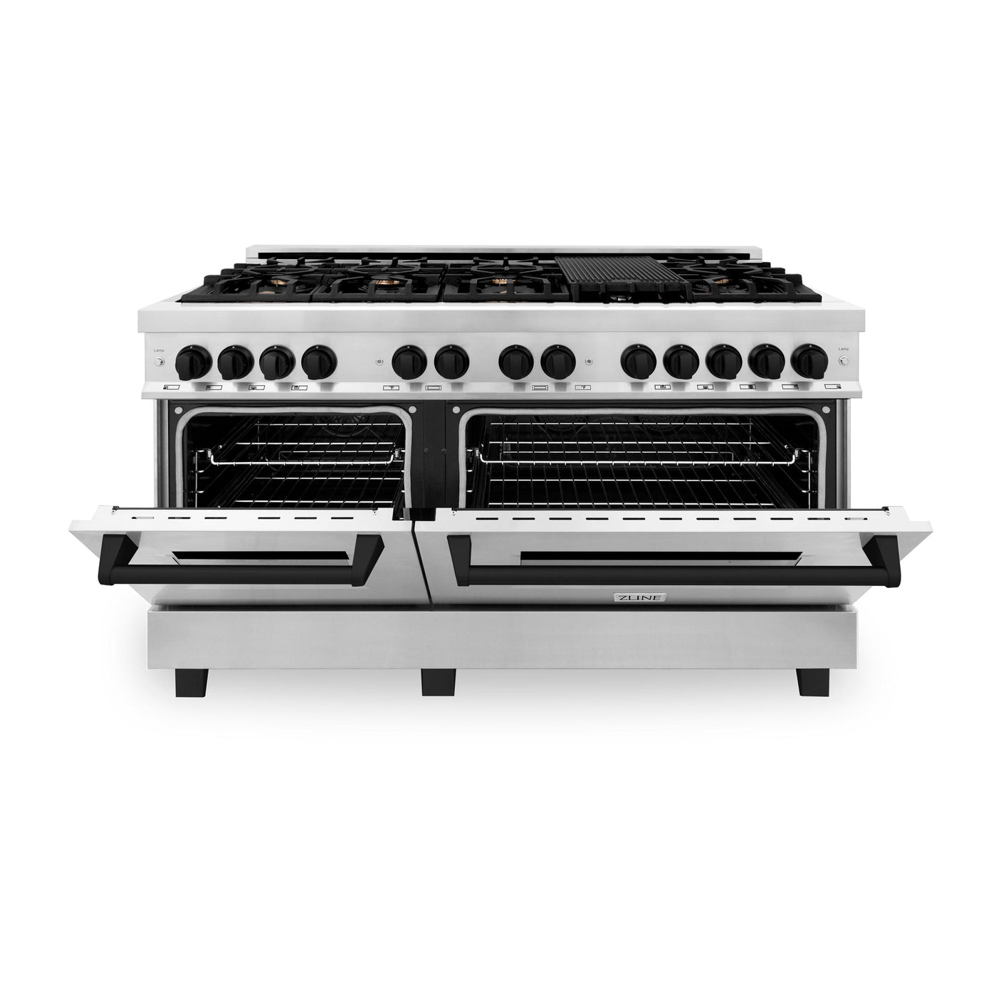 ZLINE Autograph Edition 60" 7.4 cu. ft. Dual Fuel Range with Gas Stove and Electric Oven in Stainless Steel with Accents (RAZ-60) [Color: Matte Black]