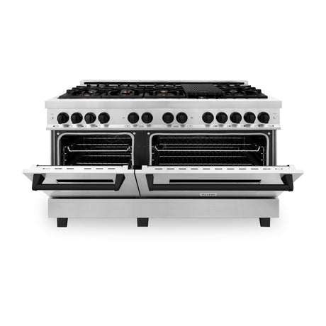 ZLINE Autograph Edition 60" 7.4 cu. ft. Dual Fuel Range with Gas Stove and Electric Oven in Stainless Steel with Accents (RAZ-60) [Color: Matte Black]