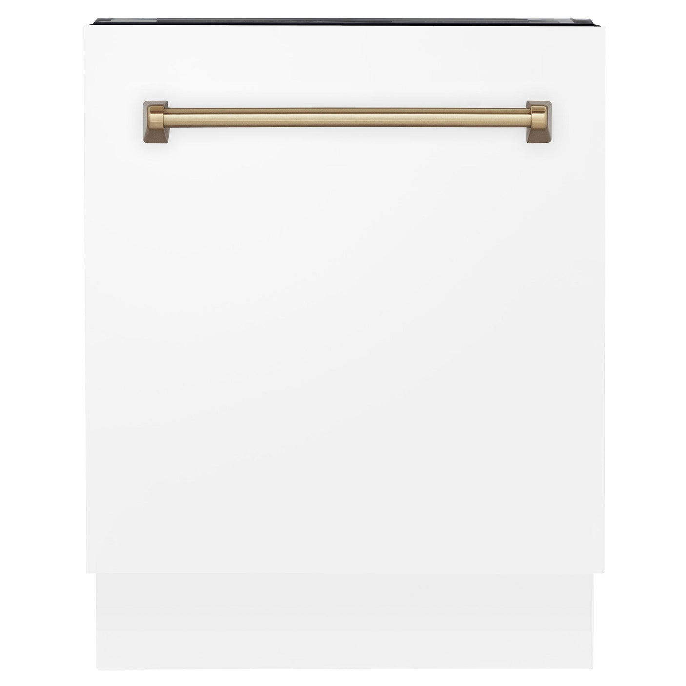 ZLINE Autograph Edition 24" 3rd Rack Top Control Tall Tub Dishwasher in White Matte with Accent Handle, 51dBa (DWVZ-WM-24) [Color: Champagne Bronze]