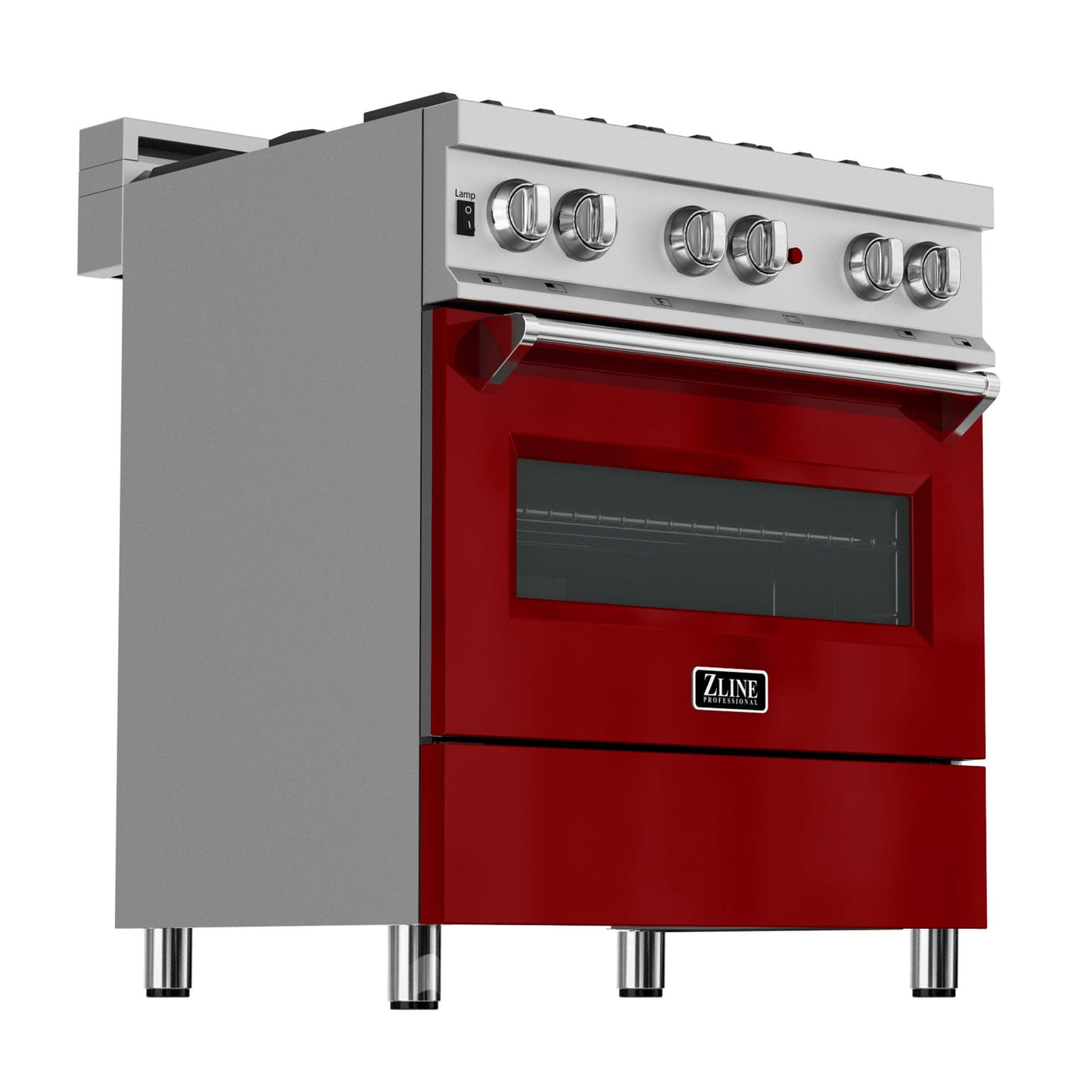 ZLINE 36 in. Professional Dual Fuel Range in DuraSnow Stainless Steel with Color Door Finishes (RAS-SN-36) [Color: Red Gloss]