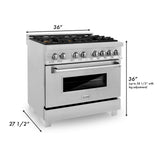 ZLINE 36 in. Professional Dual Fuel Range in DuraSnow Stainless Steel with Color Door Finishes (RAS-SN-36) [Color: Blue Gloss]