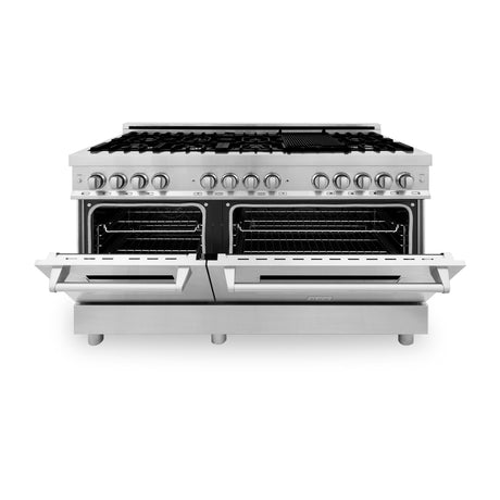 ZLINE 60 in. 7.4 cu. ft. Dual Fuel Range with Gas Stove and Electric Oven in Stainless Steel with Color Options (RA60) [Color: Stainless Steel]