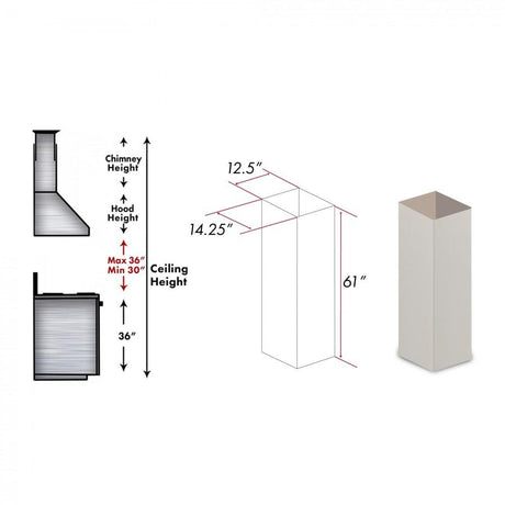 ZLINE 61 in. Wooden Chimney Extension for Ceilings up to 12.5 ft. (KBiTT-E)