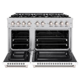 ZLINE 48 in. 6.7 cu. ft. Select Double Oven Dual Fuel Range with 8 Burner Gas Cooktop in Stainless Steel with White Matte Doors (HDR-WM-48)