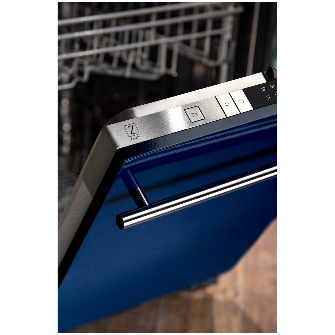 ZLINE 24 in. Top Control Dishwasher with Stainless Steel Tub and Modern Style Handle, 52dBa (DW-24) [Color: Blue Gloss]