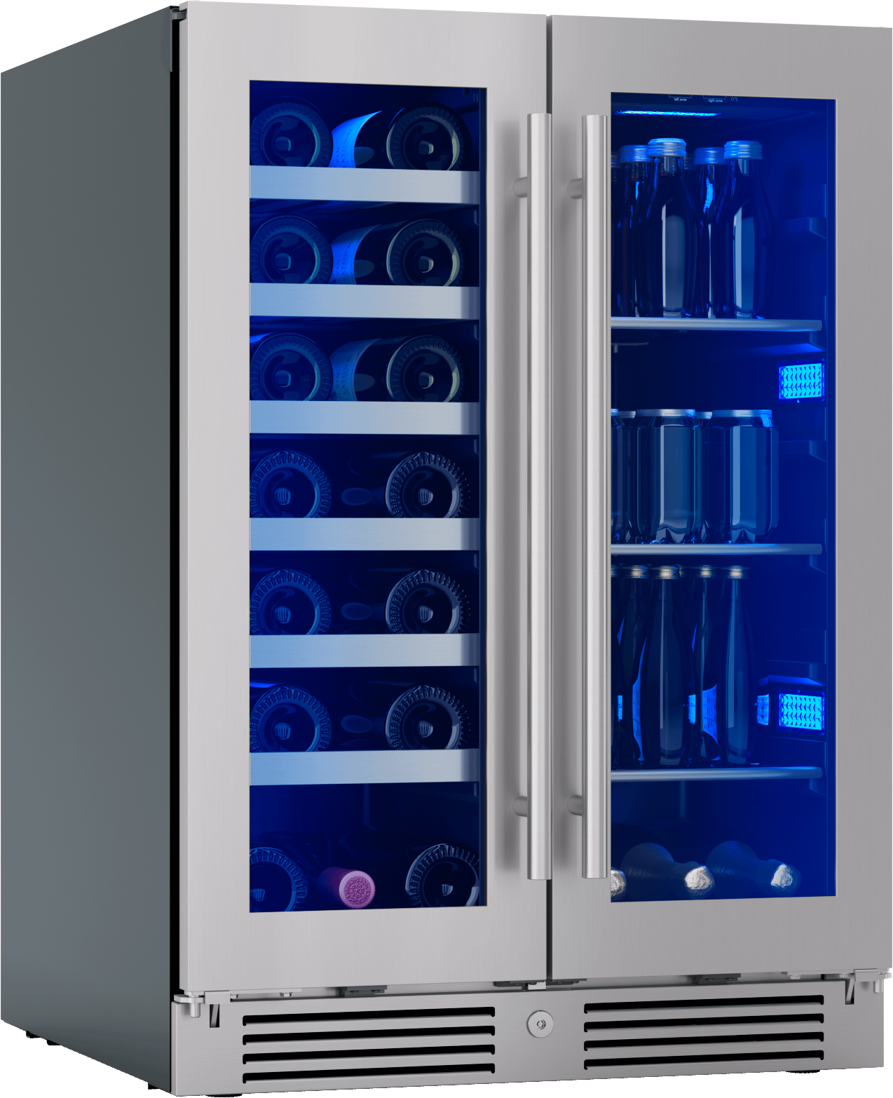 Presrv Wine & Bev Cooler, 24in UC, SS+Gls, Fr Dr