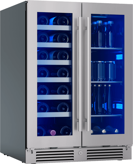 Presrv Wine & Bev Cooler, 24in UC, SS+Gls, Fr Dr