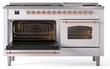 Nostalgie II 60 Inch Dual Fuel Liquid Propane Freestanding Range in White with Copper Trim