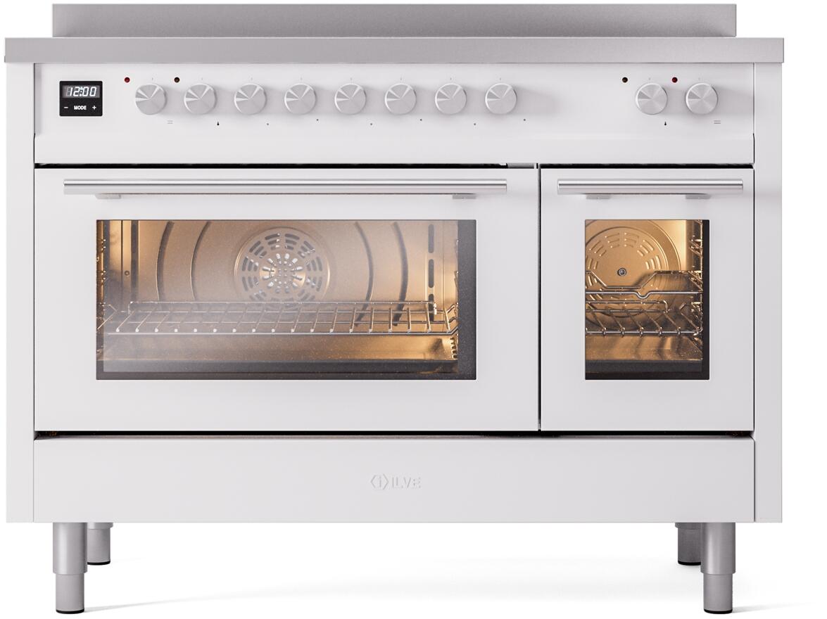 Professional Plus II 48 Inch Electric Freestanding Range in White with Trim